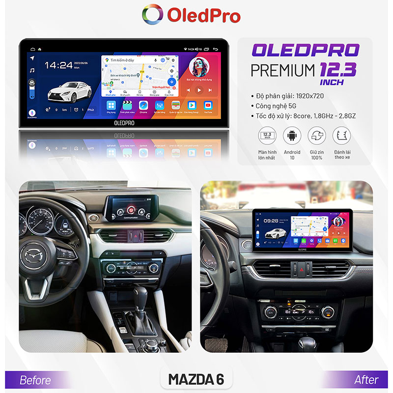 Màn Hình Android OLEDPRO Premium 12.3 inch Cho Xe Mazda 6