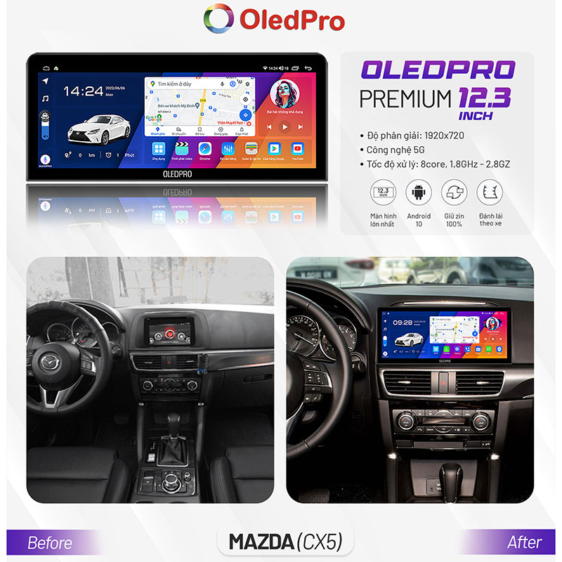 Màn Hình Android OLEDPRO Premium 12.3 inch Cho Xe Mazda Cx5