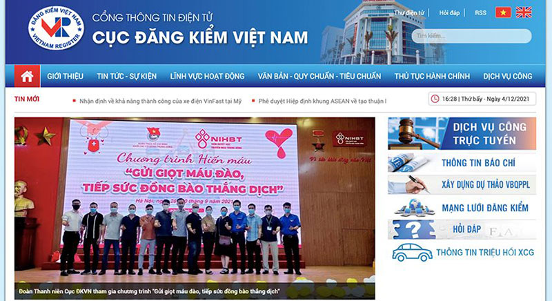 Truy Cap Vao Website Cua Cuc Dang Kiem Viet Nam